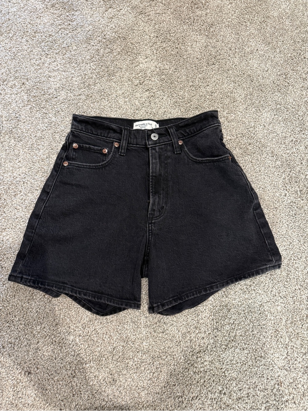 Abercrombie & Fitch Black High-Waist Denim Shorts